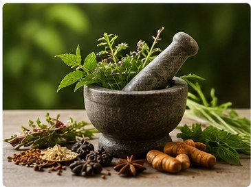 Ayurvedic herbs prepared traditionally